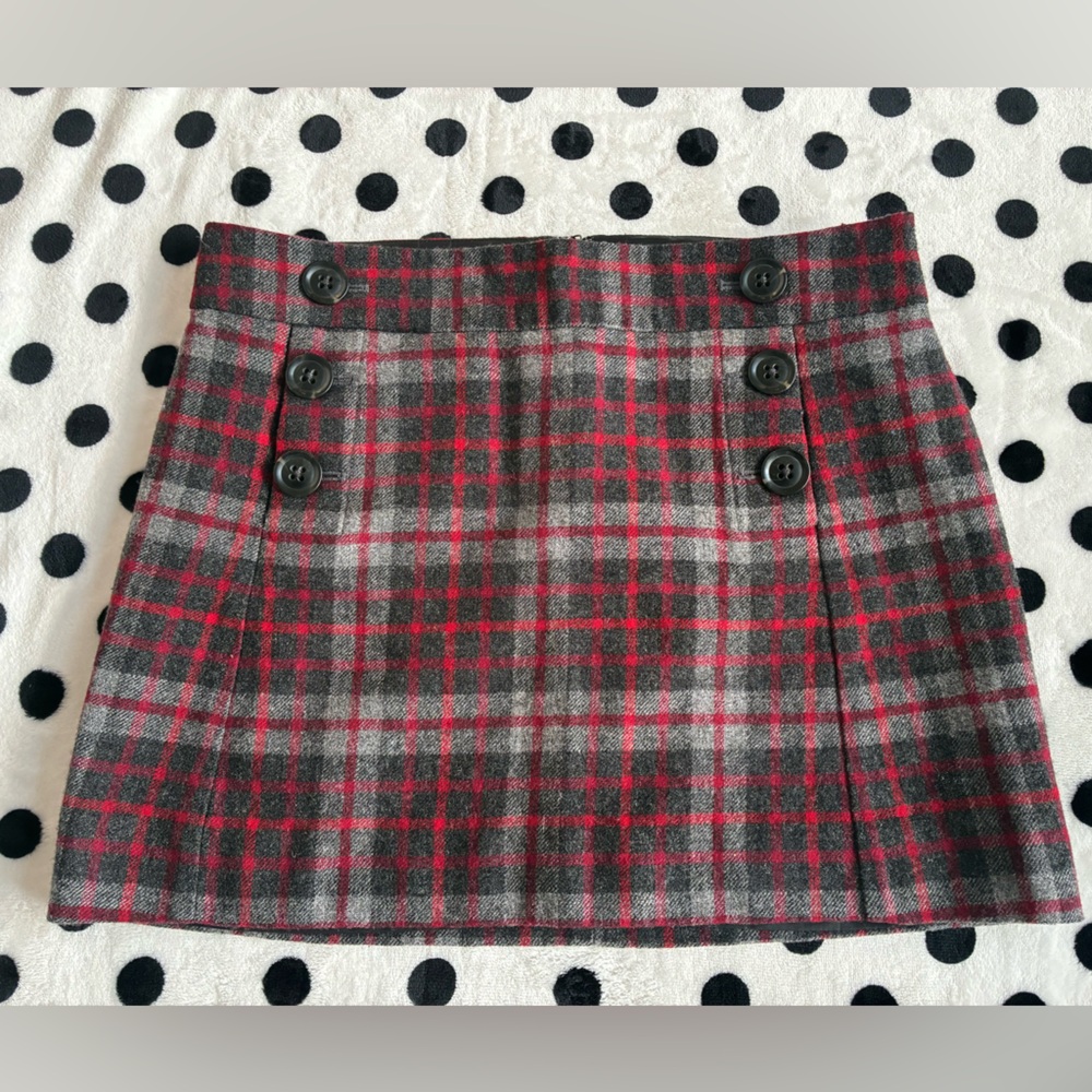 GAP Red and Gray Plaid Mini Skirt